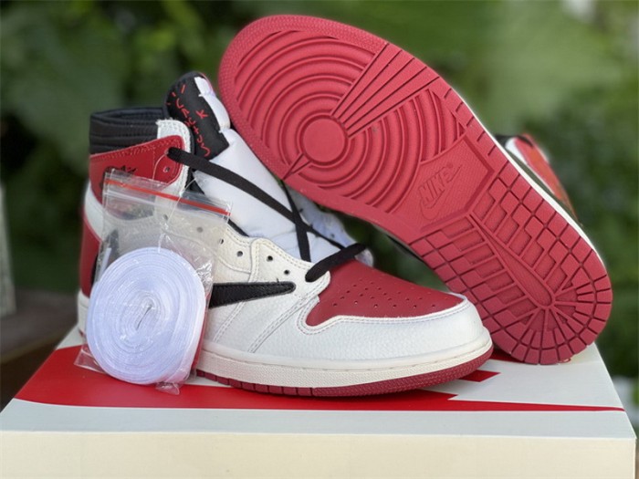 Authentic Travis Scott x Fragment x Air Jordan 1 White Red GS