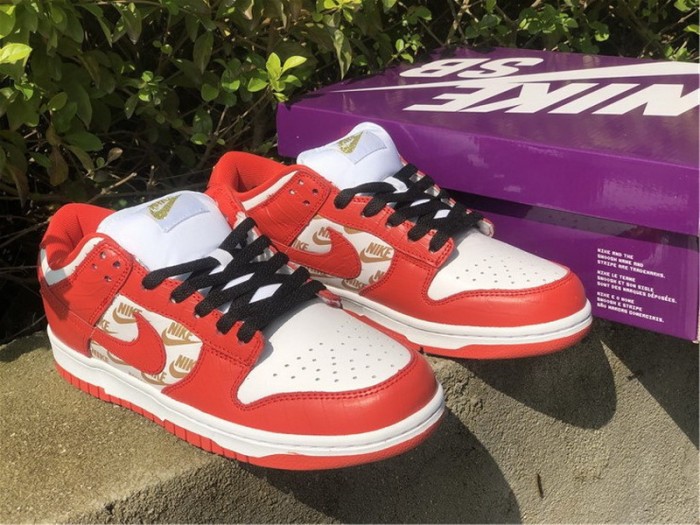 Authentic Supreme x Nike SB Dunk Low Red