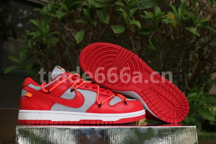 Authentic OFF-WHITE x Nike Dunk Low Red Grey