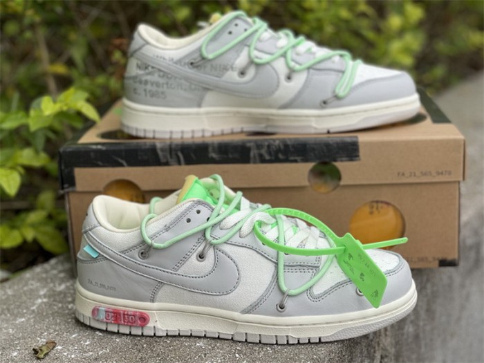 Authentic OFF-WHITE x Nike Dunk Low “The 50” Beige Mint Green