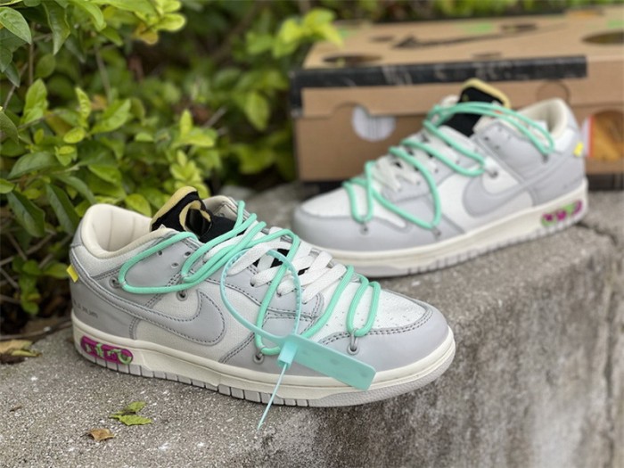 Authentic OFF-WHITE x Nike Dunk Low “The 50” Beige Grey Green