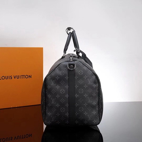 LV Monogram Eclipse Canvas Travel Keepall 55 Bandoulière