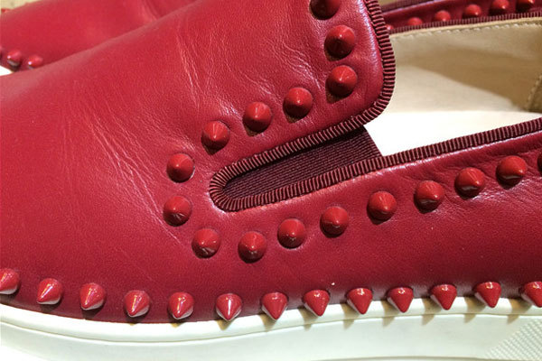 Super Max Perfect Christian Louboutin Pik Boat Red Spikes Suede Flat Sneakers(with receipt)