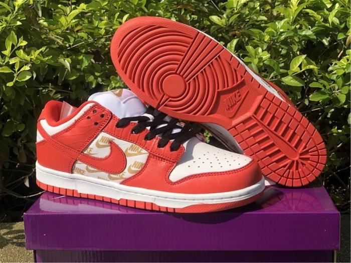 Authentic Supreme x Nike SB Dunk Low Red