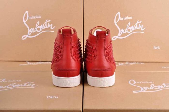 Super Max Perfect Christian Louboutin Louis Spikes Men's Flat Sneaker with Glossy Red Sole(with receipt)