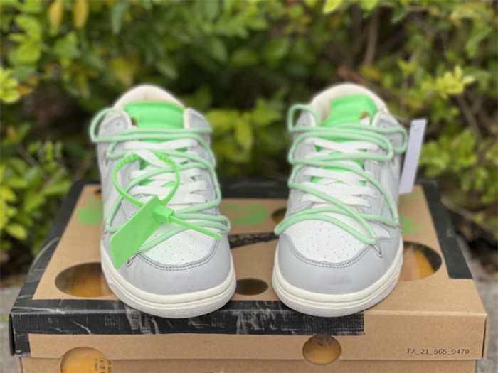 Authentic OFF-WHITE x Nike Dunk Low “The 50” Beige Mint Green