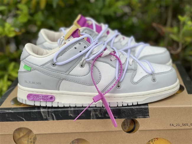 Authentic OFF-WHITE x Nike Dunk Low “The 50” Beige Purple