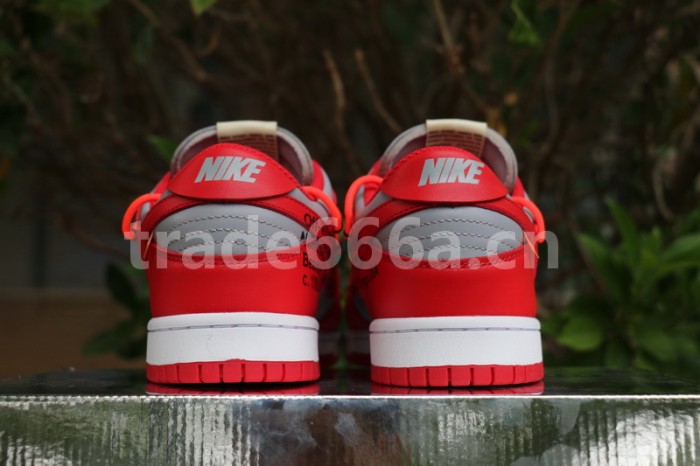 Authentic OFF-WHITE x Nike Dunk Low Red Grey