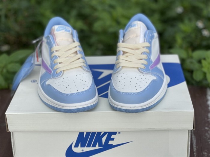 Authentic Travis Scott x Air Jordan 1 Low white discoloration