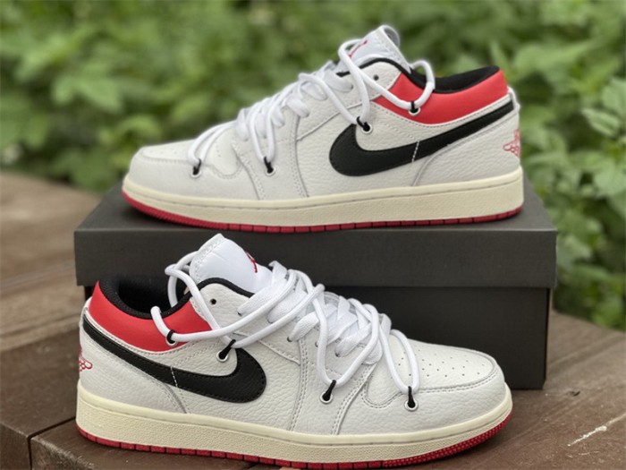 Authentic Air Jordan 1 Low White Red