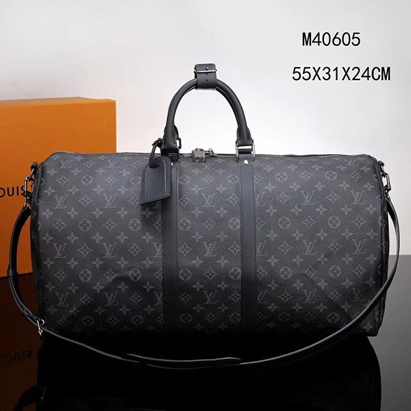 LV Monogram Eclipse Canvas Travel Keepall 55 Bandoulière