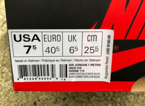 Authentic Air Jordan 1 Retro “Blue Moon” Restock