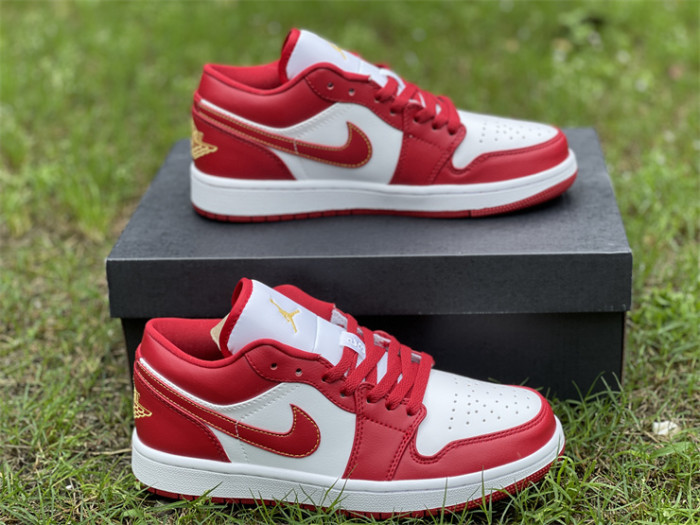 Authentic Air Jordan 1 Low White Red