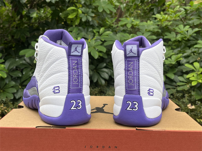 Authentic Air Jordan 12 White Purple