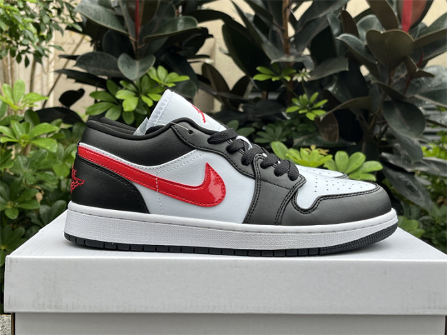 Authentic Air Jordan 1 Low White Black Red