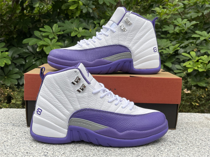 Authentic Air Jordan 12 White Purple