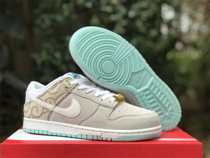 Authentic Nike Dunk Low Retro SE “Barber Shop” White Grey