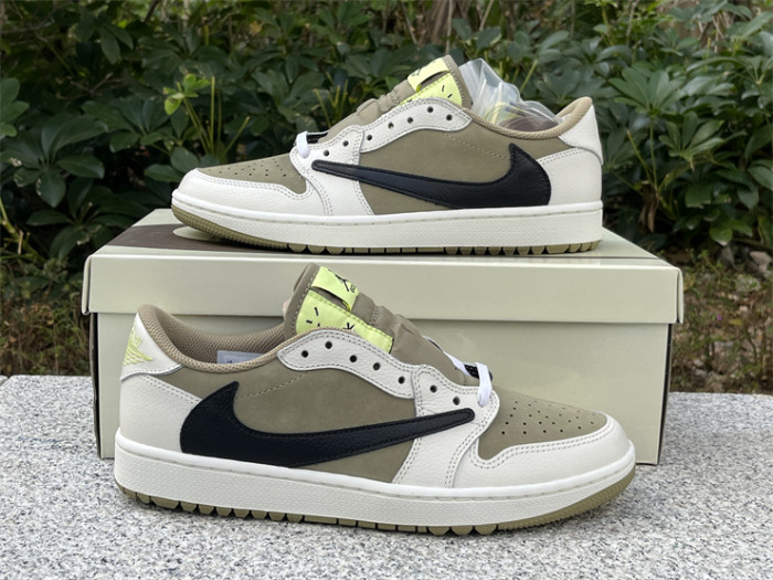 Authentic Travis Scott x Air Jordan 1 Low Golf “Olive”