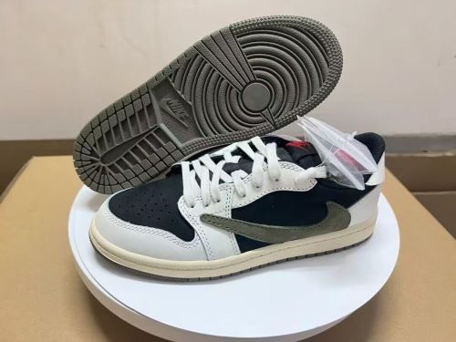 Authentic Travis Scott x Air Jordan 1 Low “Olive”Kids Shoes