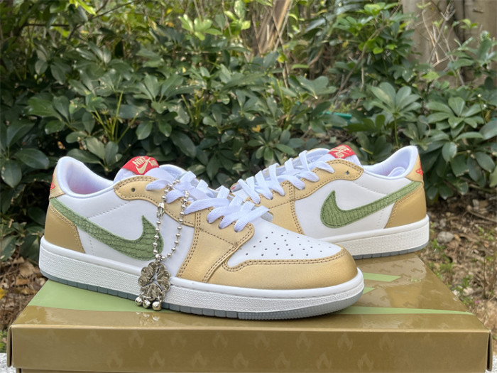 Authentic Air Jordan 1 Low SE “Chinese New Year” White Gold