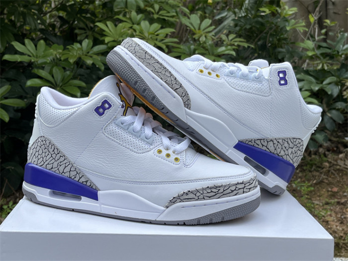 Authentic Air Jordan 3 White Purple