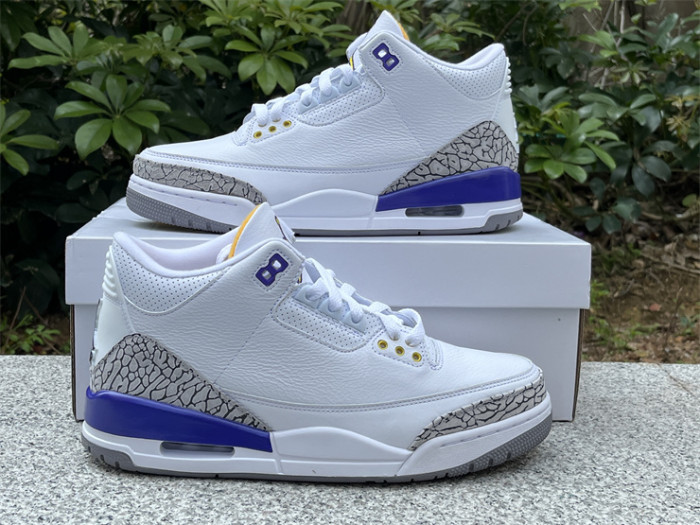 Authentic Air Jordan 3 White Purple