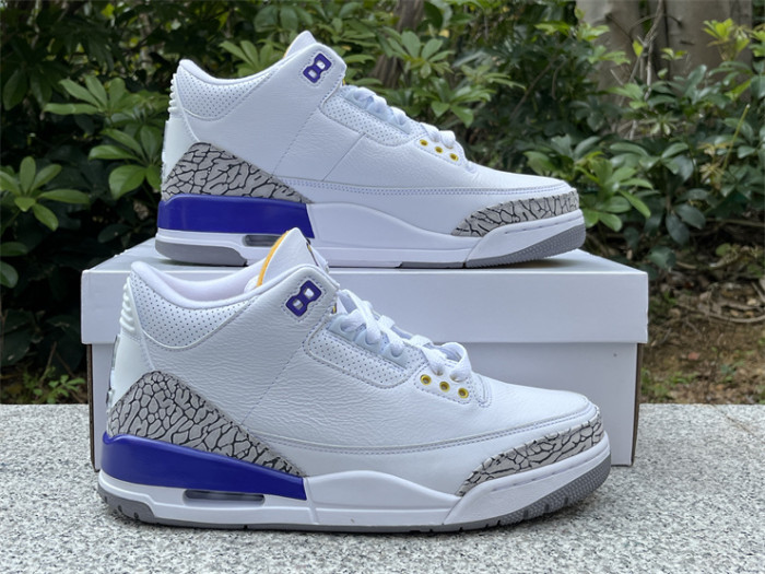 Authentic Air Jordan 3 White Purple