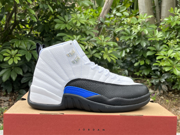 Authentic Air Jordan 12 Black White Blue