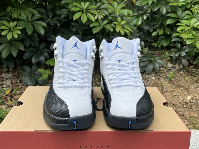 Authentic Air Jordan 12 Black White Blue