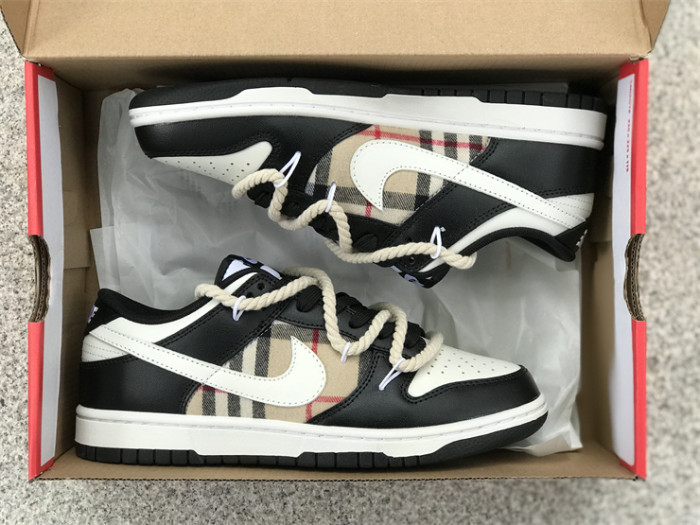 Authentic Nike Dunk Low Custom Black Burberry