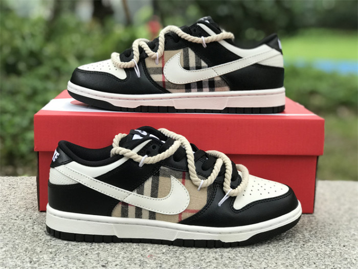 Authentic Nike Dunk Low Custom Black Burberry