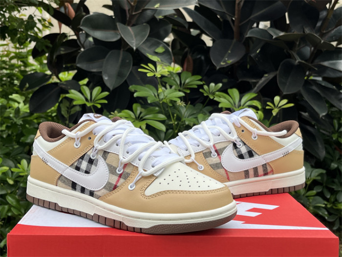 Authentic Nike Dunk Low Custom Brown Burberry
