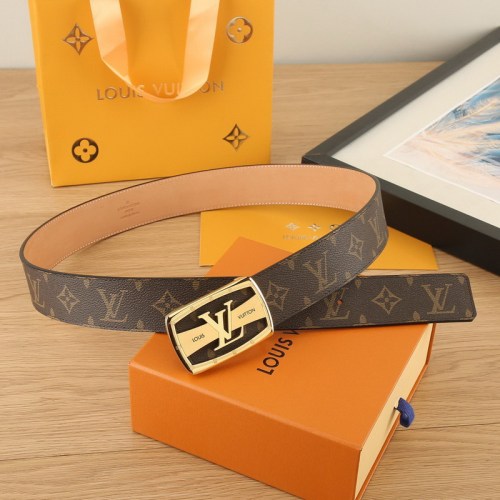 Super Perfect Quality LV Belts(100% Genuine Leather Steel Buckle)-4534
