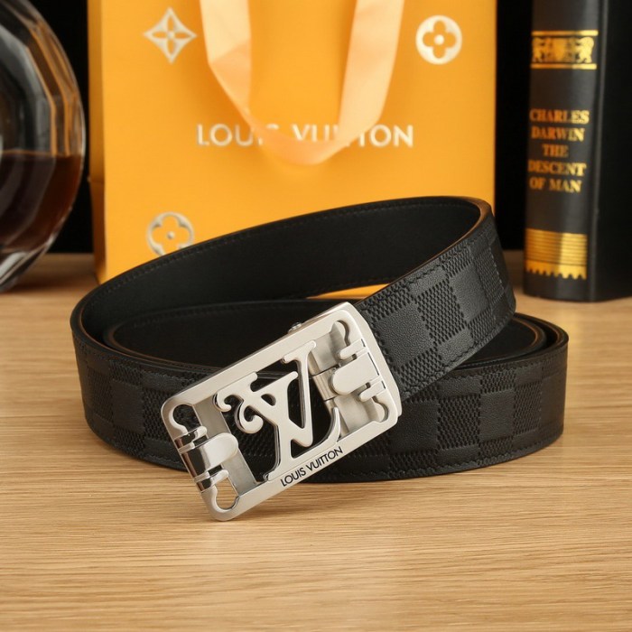 Super Perfect Quality LV Belts(100% Genuine Leather Steel Buckle)-4494