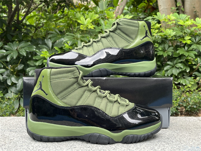 Authentic Air Jordan 11 Army Green Black