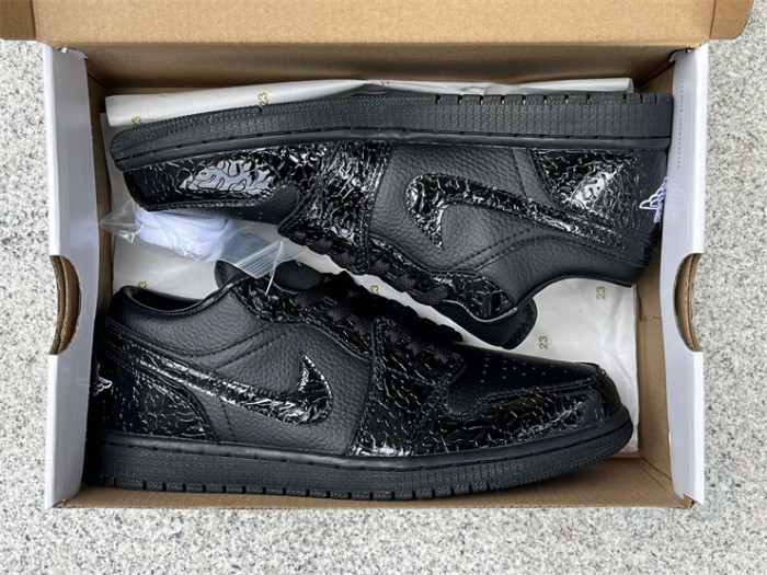 Authentic Air Jordan 1 Low “Black Croc” Women
