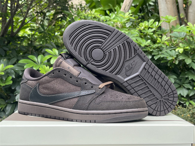 Authentic Travis Scott x Air Jordan 1 Low OG “Velvet Brown” GS