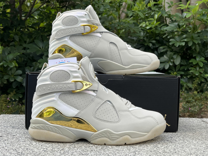 Authentic Air Jordan 8 Retro Champagne Gold White