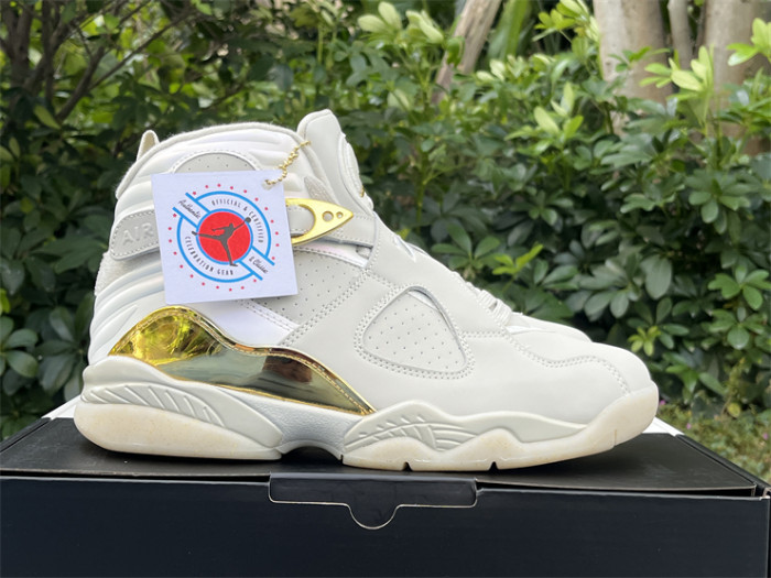 Authentic Air Jordan 8 Retro Champagne Gold White
