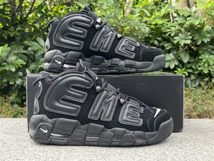 Authentic Supreme x Nike Air More Uptempo Black