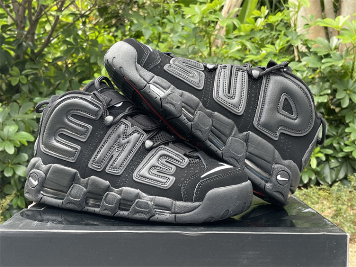Authentic Supreme x Nike Air More Uptempo Black