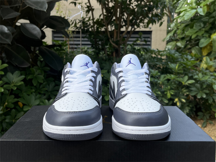 Authentic Air Jordan 1 Low White Purple