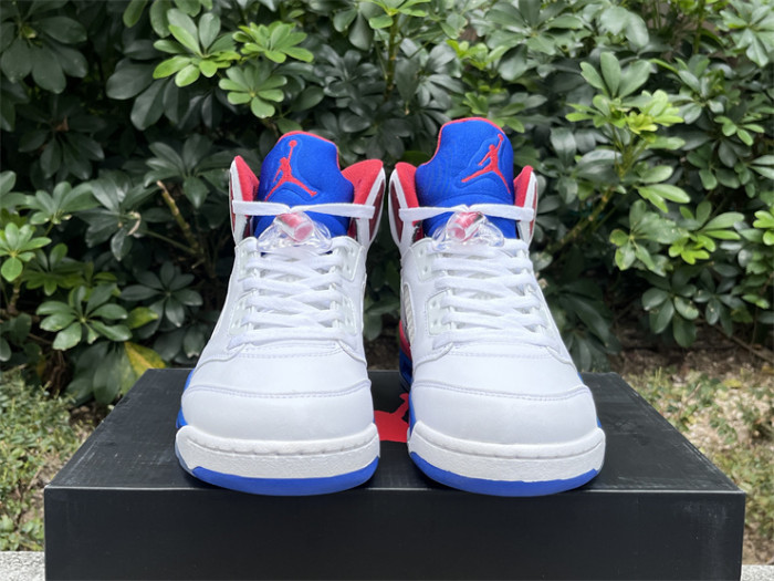 Authentic Air Jordan 5 White Blue Red