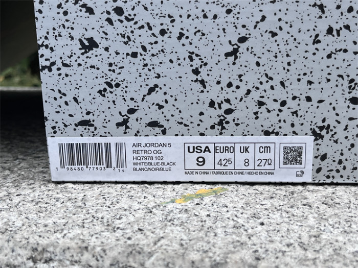 Authentic Air Jordan 5 White Blue Red