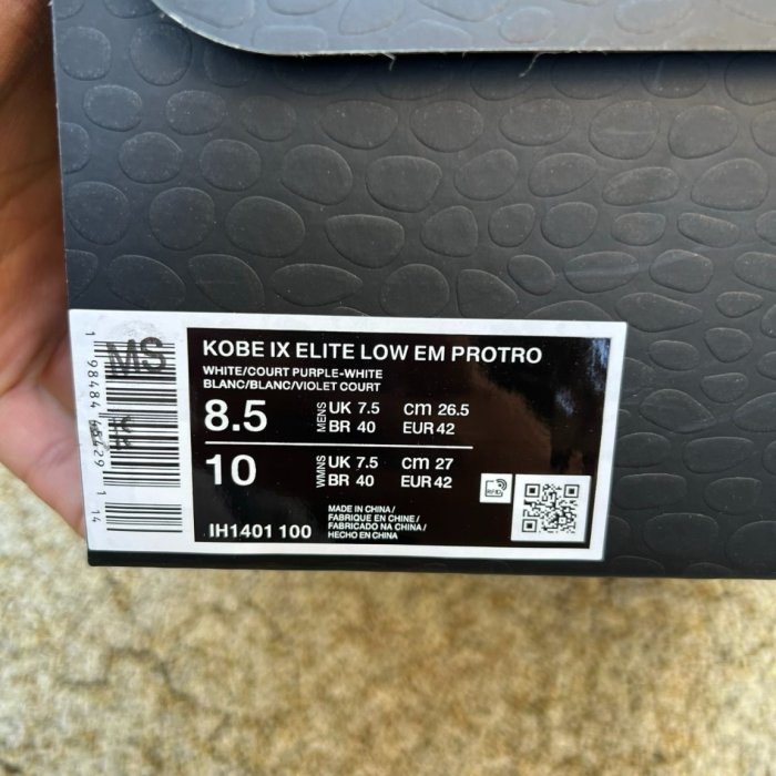 Authentic Nike Kobe 9 Elite Low EM Protro White Court Purple