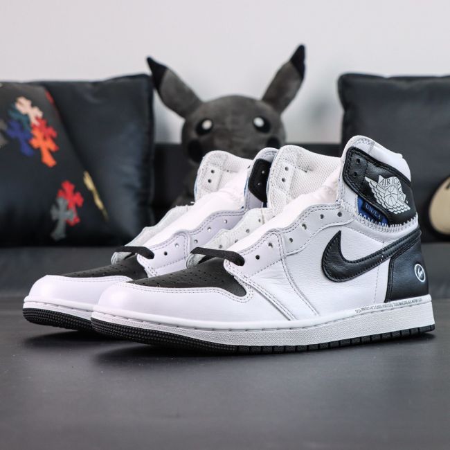 Authentic  fragment x Union LA x Air Jordan 1 High White Black
