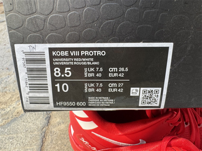 Authentic Nike Kobe 8 Protro University Red