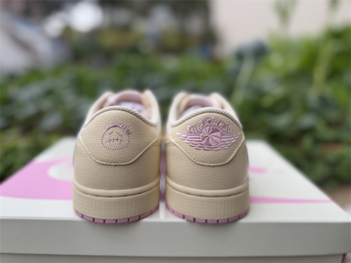 Authentic Travis Scott x Air Jordan 1 Low OG Muslin Shy Pink