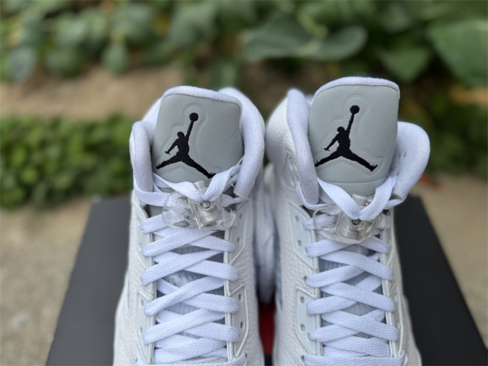 Authentic Air Jordan 5  White Metallic