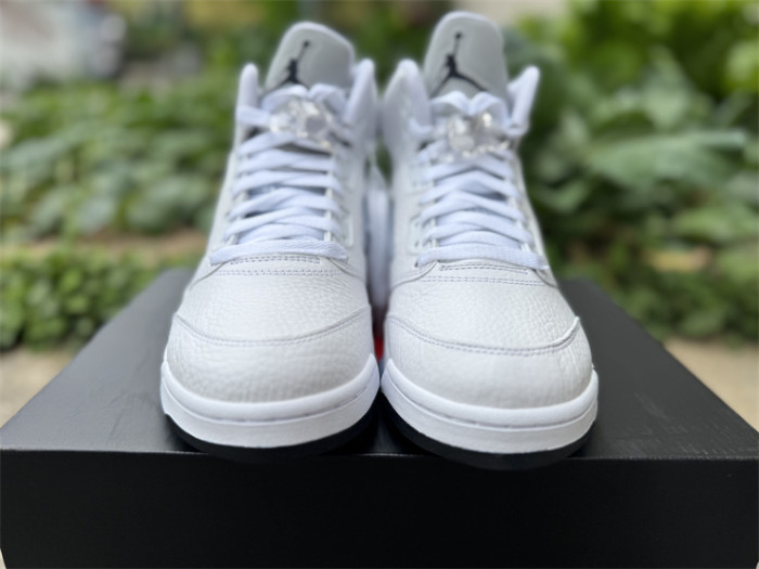 Authentic Air Jordan 5  White Metallic